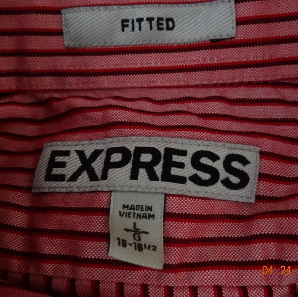 EXPRESS RED STRIPE BOTTON SHIRT SIZE L - Picture 4 of 6